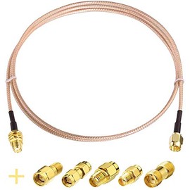 SUPERBAT SMA Male to SMA Female RF Coaxial Coax Cable 20inches + 5pcs RF Coax Adapter Kit, SMA Cable + SMA to SMA/RPSMA Adapter KIT for WiFi/Ham Radio/GPS/3G 4G LTE Antenna,LNA and etc