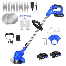 Weed Wacker Cordless, Electric Weed Eater Battery Powered 1500mAh 21V, 3 in 1 Lightweight Grass Trimmer String Trimmer Brush Cutter Mower, Stringless Weed Trimmer Edger W/Blade, Battery