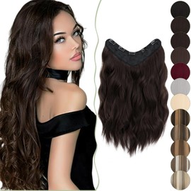 SEGO 45 cm Clip-In Extensions, 1-Piece Set, 5 Clips, U-Shaped, Like Real Hair, Wavy Curly, for Full Head, 160 g, Dark Brown
