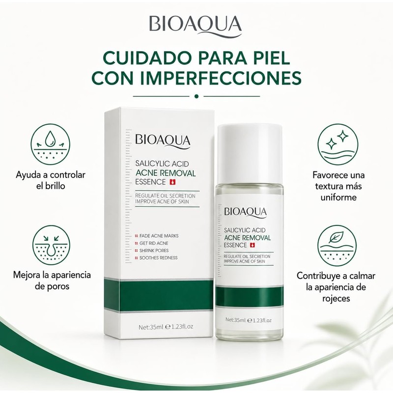 BIOAQUA Sérum Facial con Ácido Salicílico, 35 ml, para Acné,