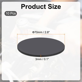 PATIKIL Rubber Solid Discs Washers, 10 Pcs 70mm OD x 3mm Thick Rubber Round Gasket Pad Bushings Spacer Washer for DIY Gasket Craft, Black