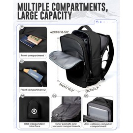 hapfoxx Vacuum backpack travel pump 18 x 14 x 8 inches personal item bag, compliant with United Airlines standards, waterproof personal item hiking backpack black