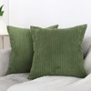 Pack of 2 Moss Green Corduroy Decorative Throw Pillow Covers