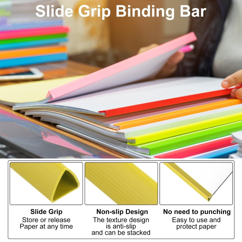 PATIKIL 30Pcs Binding Bars, 10mm Binding Bars Slide Grip 70