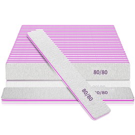 Nail File Nail Files, 80/80 Grit, Pack of 25 Nail Files for Gel Nails, Acrylic Nails, Washable Nail Files for Women, Emery Board Nail Files, Professional Files Nails, Double-Sided