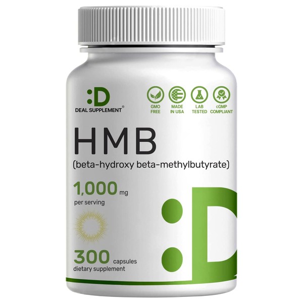 DEAL SUPPLEMENT Ultra Strength HMB Supplements 1000mg Per Serving, 300 Capsules | Third Party Tested | Supports Muscle Growth, Retention & Lean Muscle Mass | Fast Workout Recovery