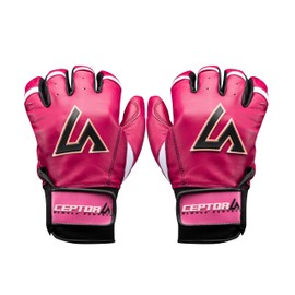 CEPTORS Juniper Batting Gloves Short Cuff- Premium Nappa Leather, Handcrafted, Water-Resistant - Durable Professional Baseball Gloves - Youth-Short Cuff - Magenta/Black - Large