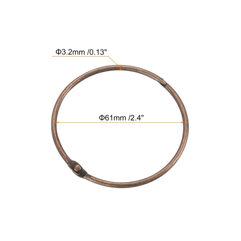 Sourcing Map 12pcs Copper Carbon Steel Shower Curtain Rings, 2.4