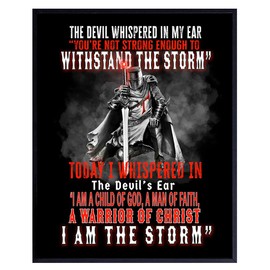 Faith Wall Art Christian Decor - God Decor - Prayer Room Decor for Men, Inspirational Quote Religious art, Encouragement Gifts for Him, Medieval Masculine Wall Print, Spiritual Bedroom Artwork for Men