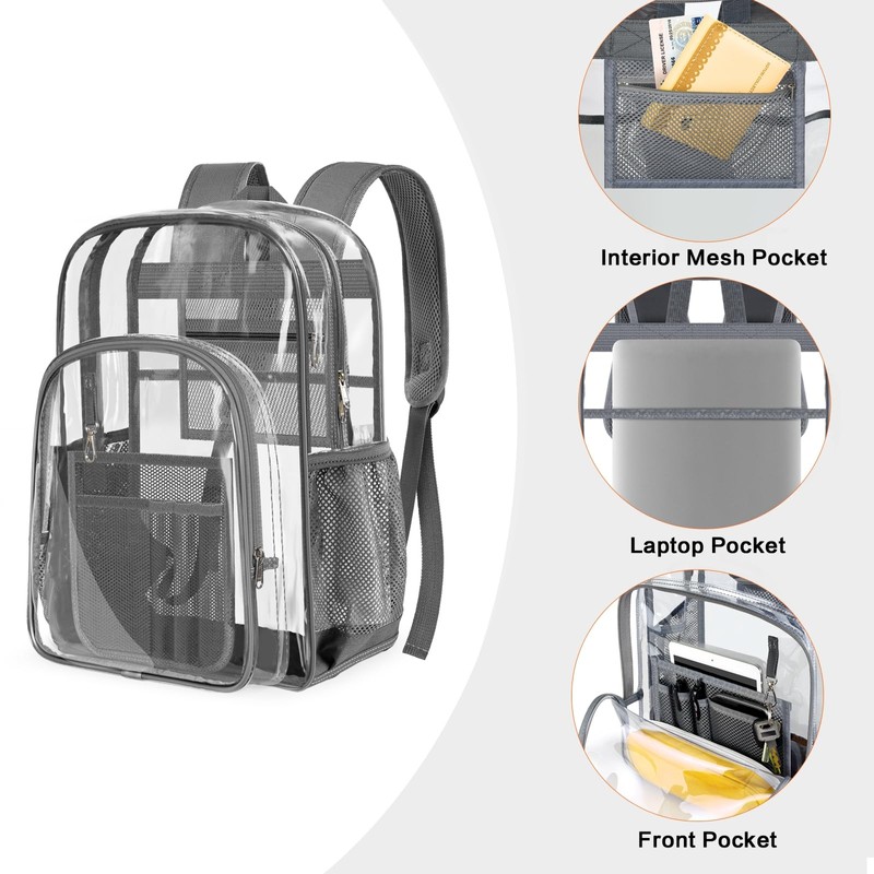 PAMANO Clear Backpack Transparent Heavy Duty See Through Bag for