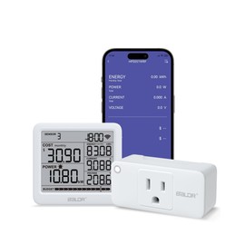 BALDR Wi-Fi Home Power Monitor Consumption Watt Meter w/Smart Socket - Electric Meter w/Tariffs & Budget Alerts, Power Meter Home Energy Monitor, Electricity Usage Monitor Smart- 2.4GHZ Network Only