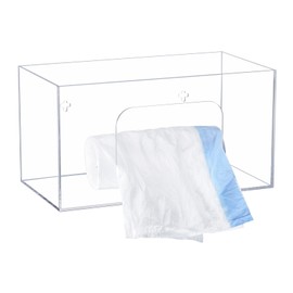 sourcing map Trash Bag Dispenser Roll Holder, Wall Mount Acrylic Garbage Bag Dispenser Roll Holder Suitable for Garbage Bag Grocery Shopping Bag, Square Round(10.4 x 5.4 x 5.4 inches)