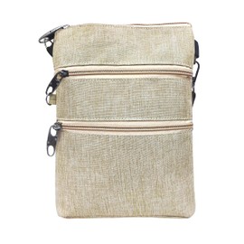 Nupouch Anti-theft 3 Zipper Crossbody Detachable Strap Credit Card Holder (Tan)