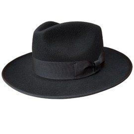 Wool Crushable Fedora Hats for Men Women Black Lightweight Wide Brim Hat (US, Alpha, Large, Black)