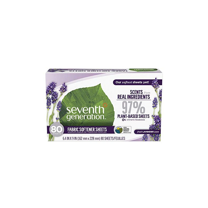 Seventh Generation Fabric Softener Sheets, Lavender, 80 Count