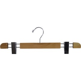 The Great American Hanger Company Stylish Wooden Bottoms Hanger with Low Profile and Extra Large Adjustable Clips, Hangers for Pants or Skirts with 360 Degree Chrome Swivel Hook (10, Natural)