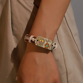 Dmaiy Leather Boho Bracelets Wrap Woven Bracelet Rope Peace Bracelets Jewelry for Women and Men (brown)