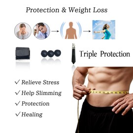 LINY Triple Protection Bracelet - Natural Stone Beads Healing Energy Bracelet Adjustable Braid Rope Tourmaline Bracelet Shaping Bracelets Stress Relief Anxiety Gifts for Women Men (Black Agate Set)