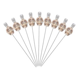 PATIKIL 3" Agujas de Coser con Calavera, 8 Piezas de Agujas Rectas de Acero con Cabeza de Calavera para Decoración de Tela, Manualidades, Acolchado, Suministros de Costura, Blanco