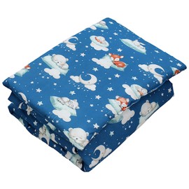 TupTam Children's Patterned Duvet Set, All-Year Duvet, Pillow, Flat Pillow, 2 Pieces, Colour: Sleeping Baby Animals, Dark Blue, Size: 135 x 100 cm