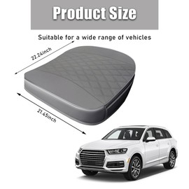 povtii Car Front Seat Cover, 21"×22" Luxury PU Leather Auto Seat Protection Cover, Comfortable Anti Slip Front Bottom Seat Cushion with Full Wrap, Universal Car Accessories (Gray)