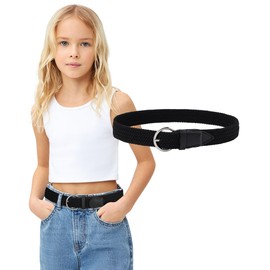 AWAYTR Girls Stretch Braided Belt - Kids Golf Softball Belt for Girls Aged 3-18 Years (80cm,Black)