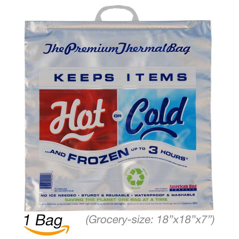 Hot Cold Bag | Insulated Thermal Cooler, Grocery Size, Red/Blue