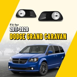 AUTOFREE Fog Lights for Dodge Grand Caravan 2011-2020 with Bulbs H10 12V42W Fog Lamps Assembly Wiring Kit & Switch Included- 1 Pair (Clear Lens)