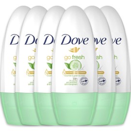 Dove Roll on Deodorant, 6 Pack, Travel Size TSA Approved, Cucumber and Green Tea Scent Antiperspirant Deodorant for Women, 48 Hour Sweat Protection, On The Go, 1.4 oz. Each
