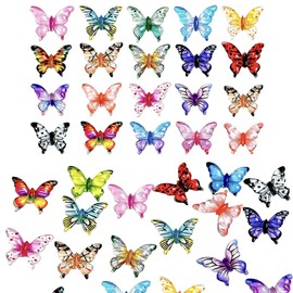 YFTRFR 100 Pcs Butterflies Crafts, Crystal Resin Nail Accessories Tiny Miniature Charms for Women Girls Doll Houses, Landscaping Decoration User, Scrapbook, Wedding Decor(Colorful)