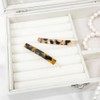 (2 types) Glow straight slim leopard skin hairpin light peach