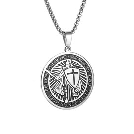 Cross of the Knights Templar Necklace for Men Women, Stainless Steel Chain with Crusader Pendant, CQHODFYA Jewellery Gift, Silver Chain 23.6 Inches with Gift Box, Stainless Steel