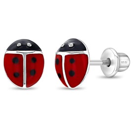 Ladybug Baby / Toddler / Kids Earrings Screw Back Enamel - Sterling Silver