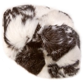 Winter Hat Russian Rabbit Fur Ushanka White & Black-62 Eagle Badge