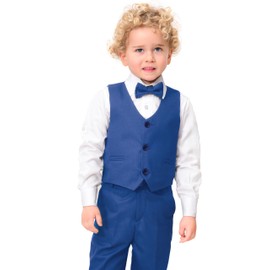 Lilax Boys Formal 4 Piece Dress Shirt, Pants and Tie and Vest Suit Set (Royal Blue, 10 Years)