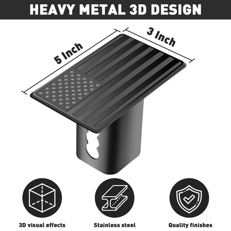 American Flag Metal Trailer Hitch Cover for 2 Inch Receivers