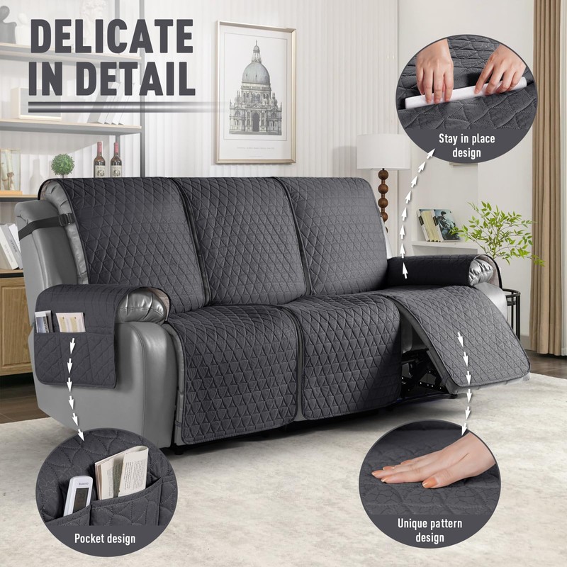 TAOCOCO 100% Waterproof Recliner Cover, Non-Slip Washable Reclining Couch Cover