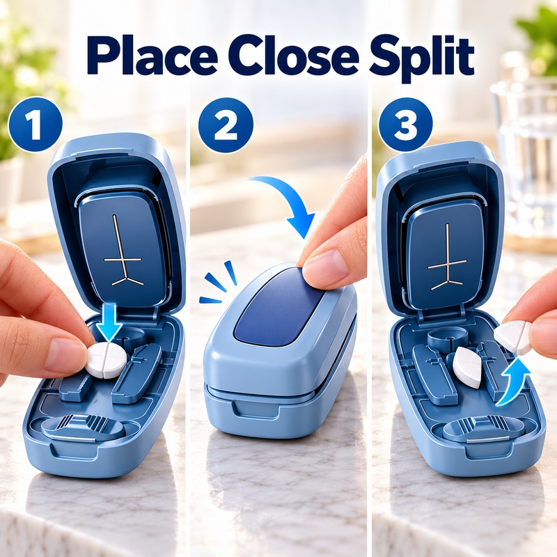 Portable Pill Splitter – Tablet Cutter for Half, Third &