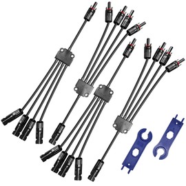 TOMSHIELE Y-Style Solar Connector 1000V DC FMMMM+MFFFF for Parallel Connection Between Solar Panels(2Pairs) Y-Type Solar Cable Junction Spanner 1Pairs