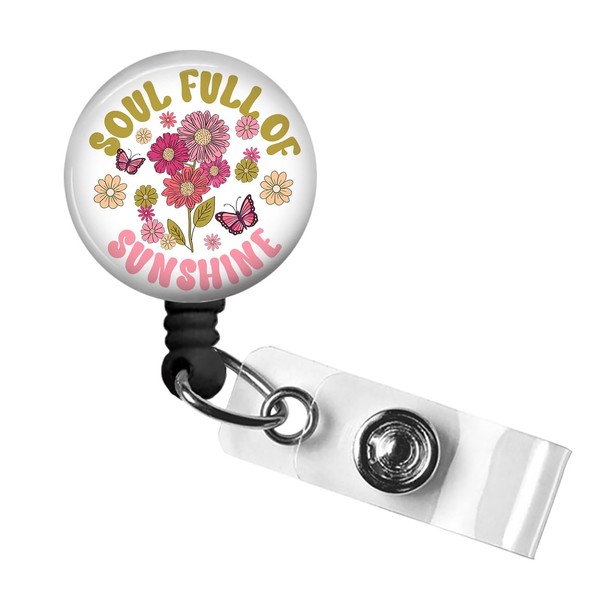 Soul Full of Sunshine Retractable Badge Reel with Alligator Clip，Name