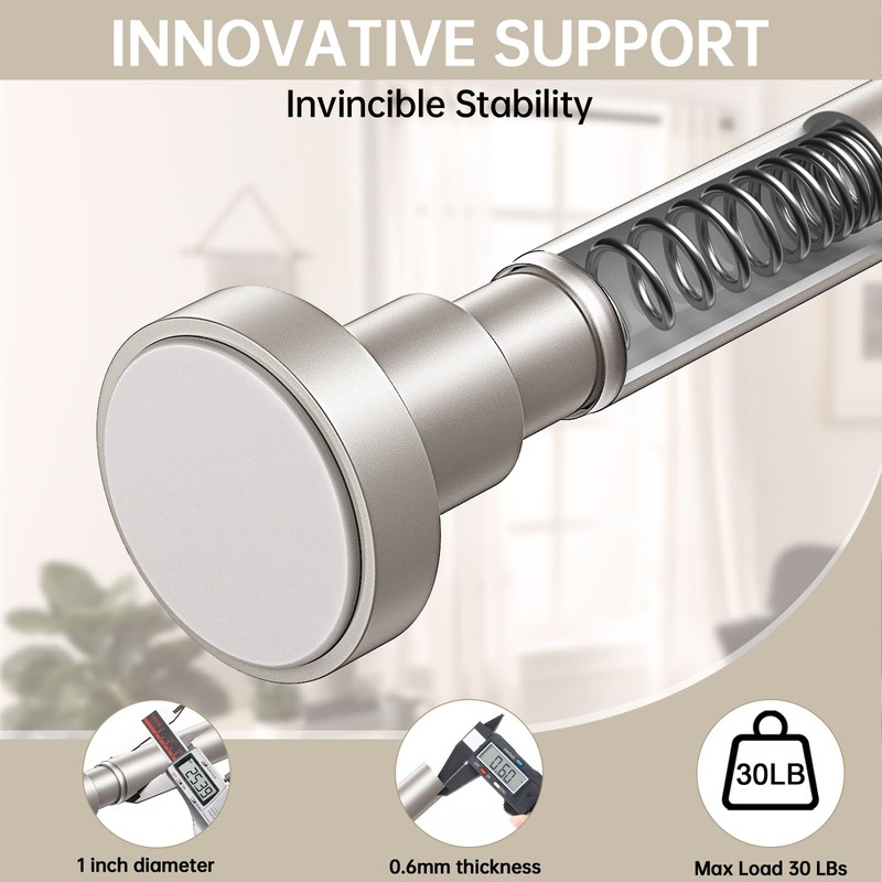 BRIOFOX Shower Curtain Rod Adjustable 18-64 Inch, Stainless Steel Spring