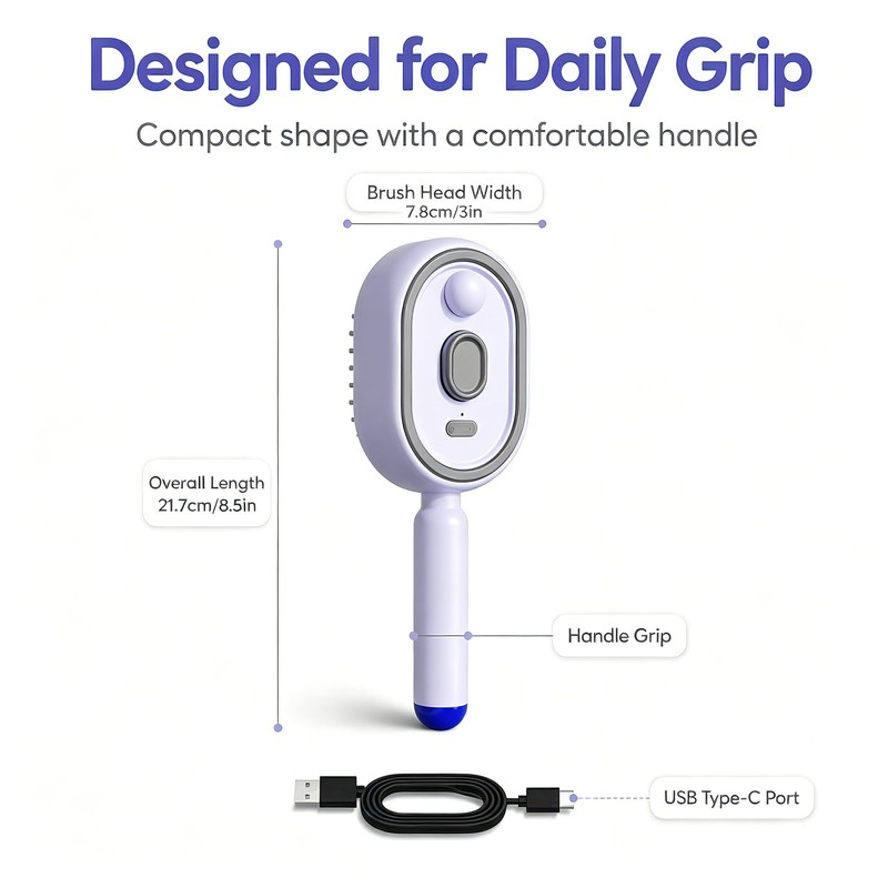 Electric Spray Air Cushion Massage Comb, Self-Clean Hair Detangler Brush