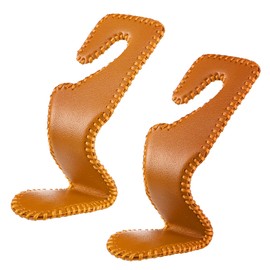 2Pcs Car Seat Hooks for Headrest, Leather Covered Aluminum Purse Hook for Car, Purse Holder & Mobile Phone Holder, Car Seat Hanger Hooks for Purses and Bags (Brown)