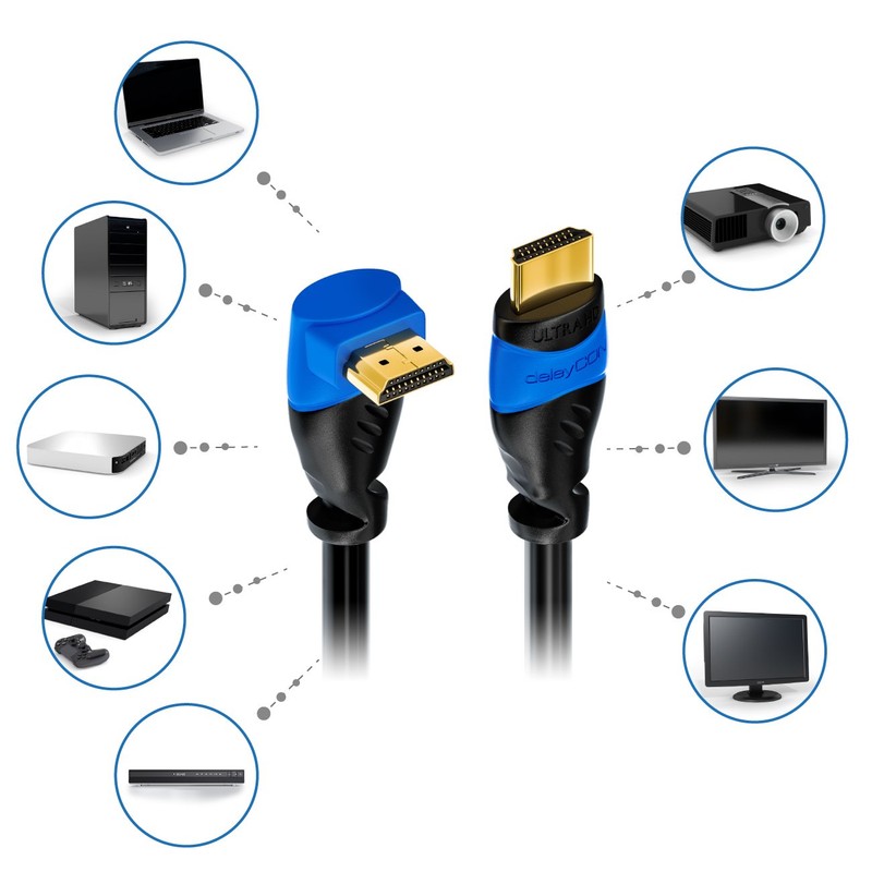deleyCON (1.65 ft.) 0.5m HDMI 270° angle cable - compatible