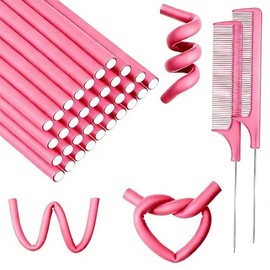 60 Pieces Flexible Curling Rods, 9.45 x 0.31 inches Foam Hair Rollers for Long Hair Short Hair Women Girls, No Heat Hair Curlers with Steel Pintail Ra