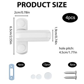 4 Pack Sash Window Locks, Heavy Duty Door Jammer for UPVC Windows and Doors, Secure Window Locks for Home, RV, and Commercial Vehicles, White Aluminum Alloy Security Locks