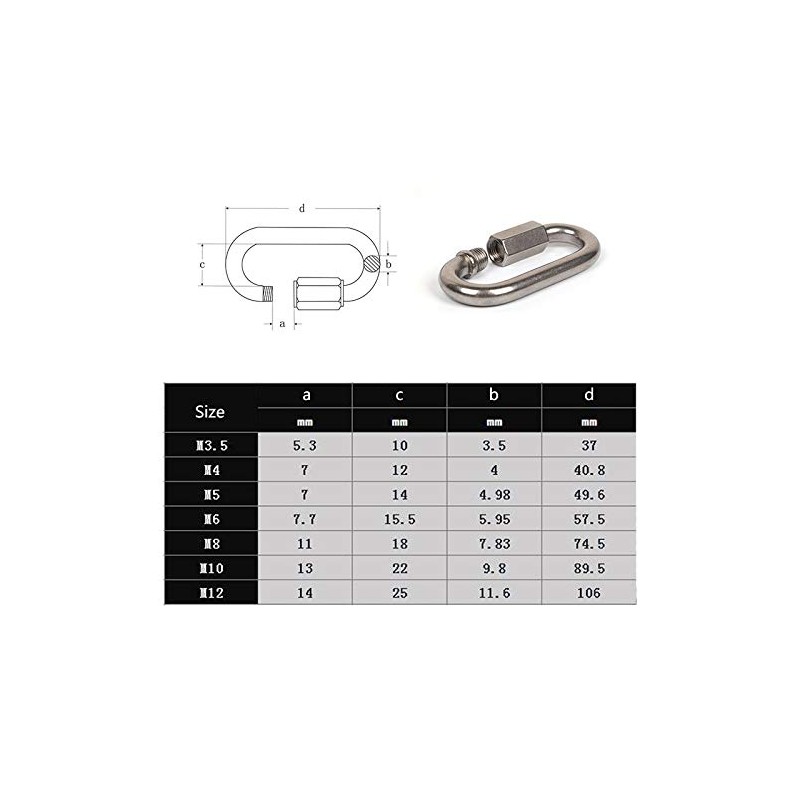 M6 D Shape Quick Links 304 Stainless Steel Quick Chain