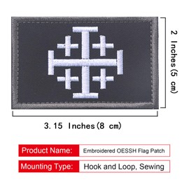 EmWoot 2PCS Jerusalem Holy Sepulchre Knight Patches Embroidered Morale Patch Hook and Loop(Black White)