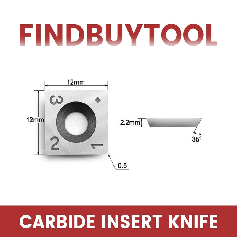 Findbuytool Carbide Inserts Cutters (15x15x2.5mm-30°-R150-4R0.5) Insert for Woodworking Helical Cutter