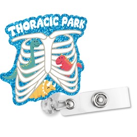 Sixrip Thoracic Park Retractable Glitter Badge Reel with Alligator Clip, Funny Badge Holder Gift for Respiratory Nurse, Thoracic Surgery, OR Nurses, OR Doctor Radiology Nurse Student